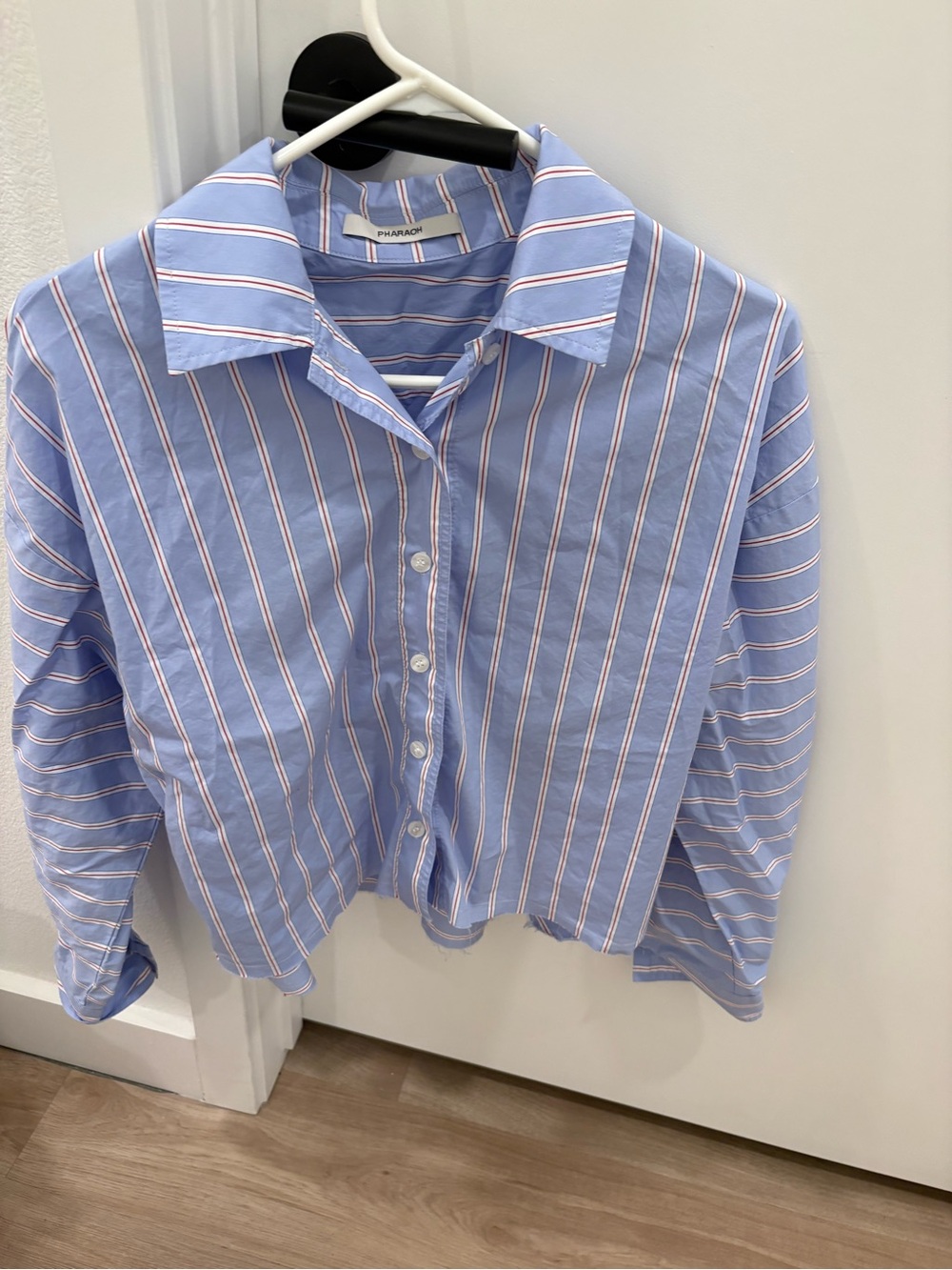 PHARAOH stripe boxy cropped shirt